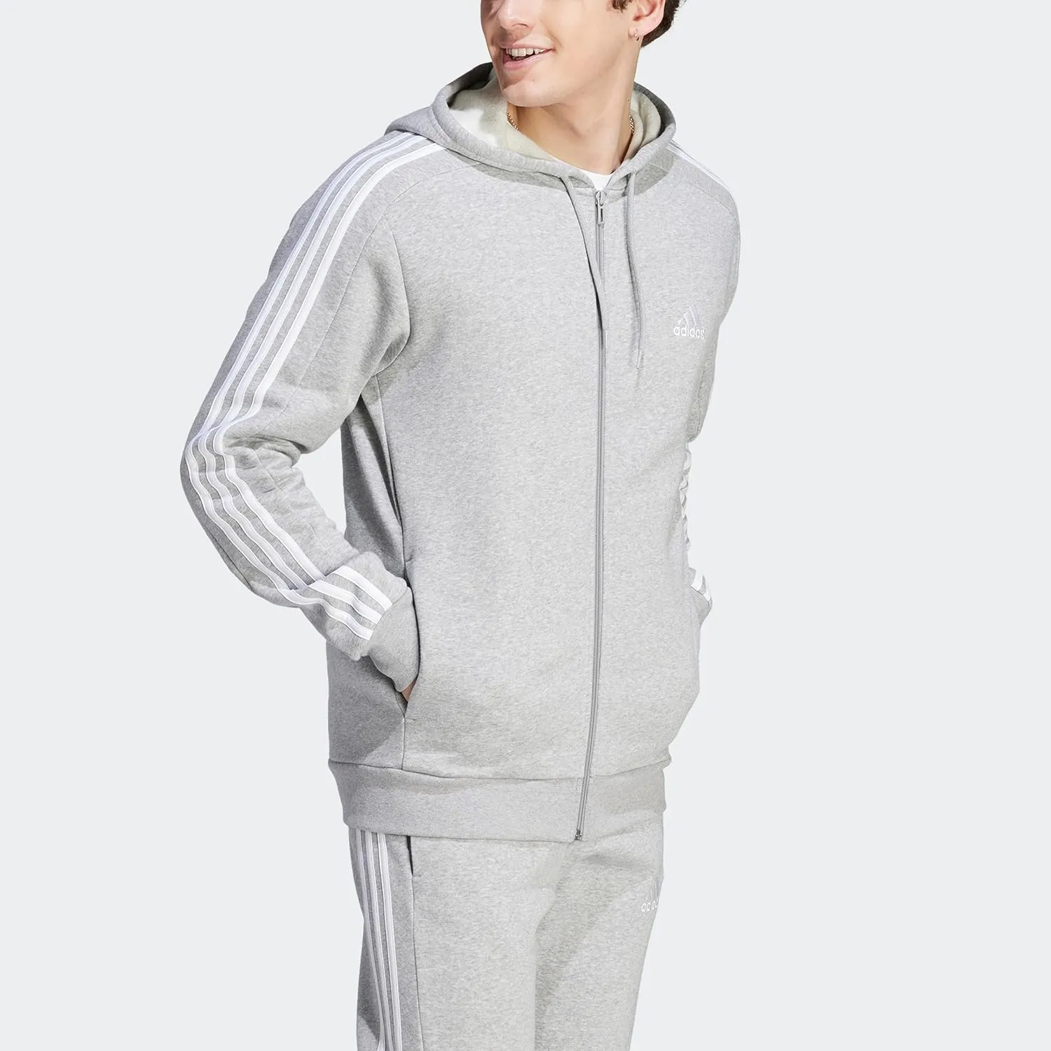 adidas Men's Essentials Fleece 3-Stripes Full-Zip