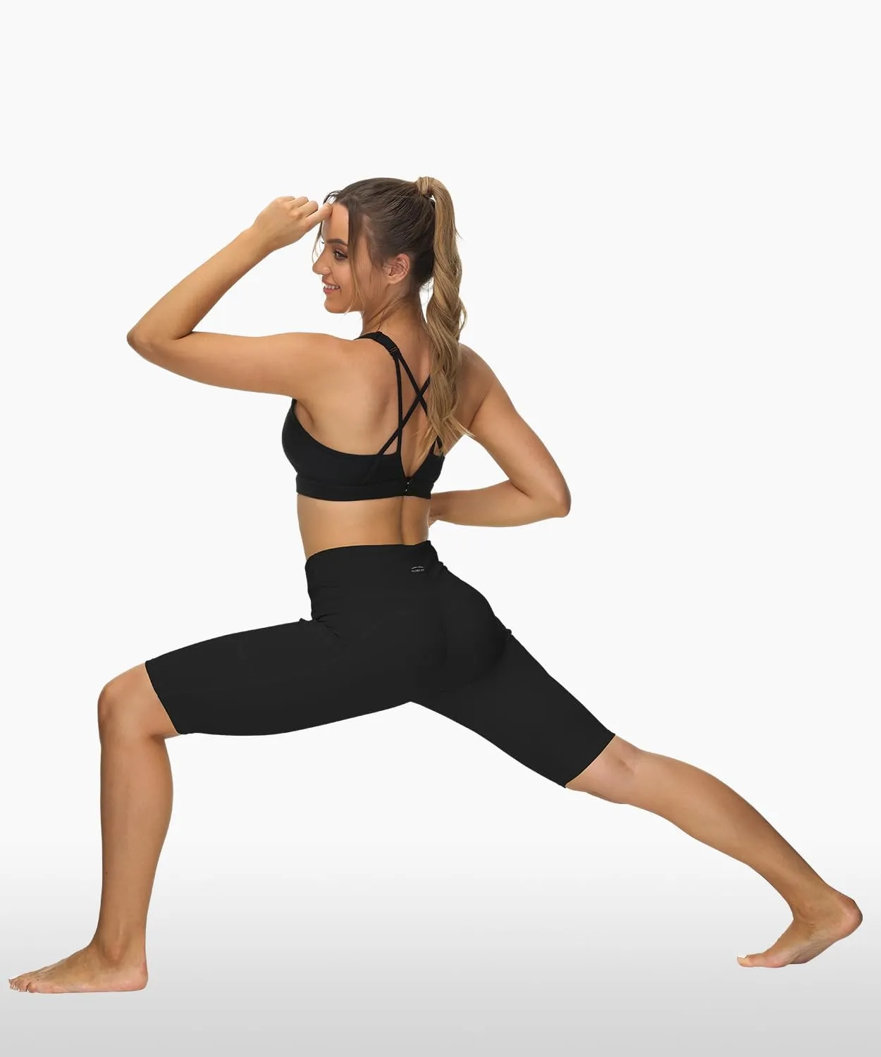ALONG FIT Women High Waisted Biker Shorts Tummy Control Workout Yoga Shorts with Pockets Athletic Workout Running