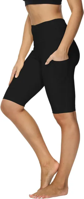 ALONG FIT Women High Waisted Biker Shorts Tummy Control Workout Yoga Shorts with Pockets Athletic Workout Running