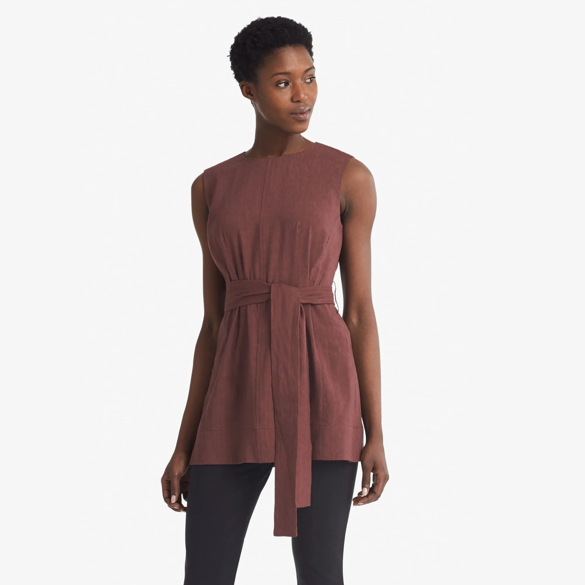 Angelina Top - Stretch Linen :: Sumac