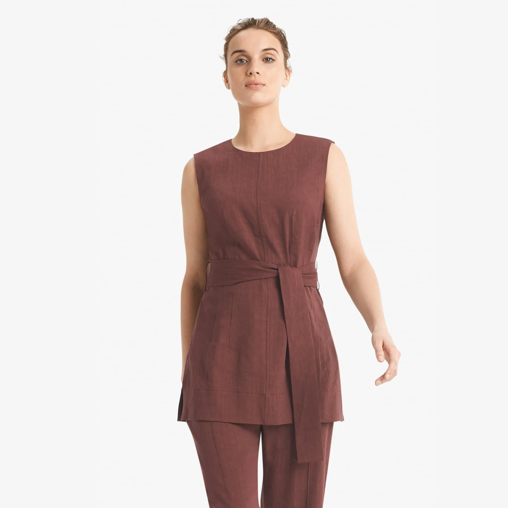 Angelina Top - Stretch Linen :: Sumac