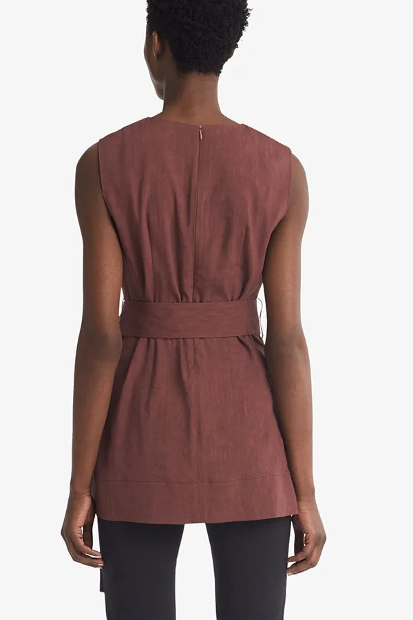 Angelina Top - Stretch Linen :: Sumac