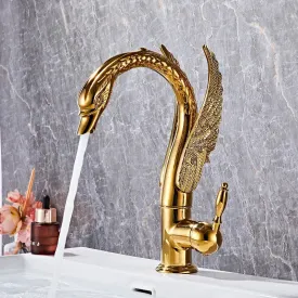Antique Swan Bathroom Faucet Basin Faucet Mixer Tap Waterfall Faucet