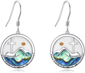 AOBOCO Mustard Seed Earrings for Women Sterling Silver Mountain Dangle Earrings Christian Mustard Seed Jewelry Mothers Day Birthday Gifts for Mom