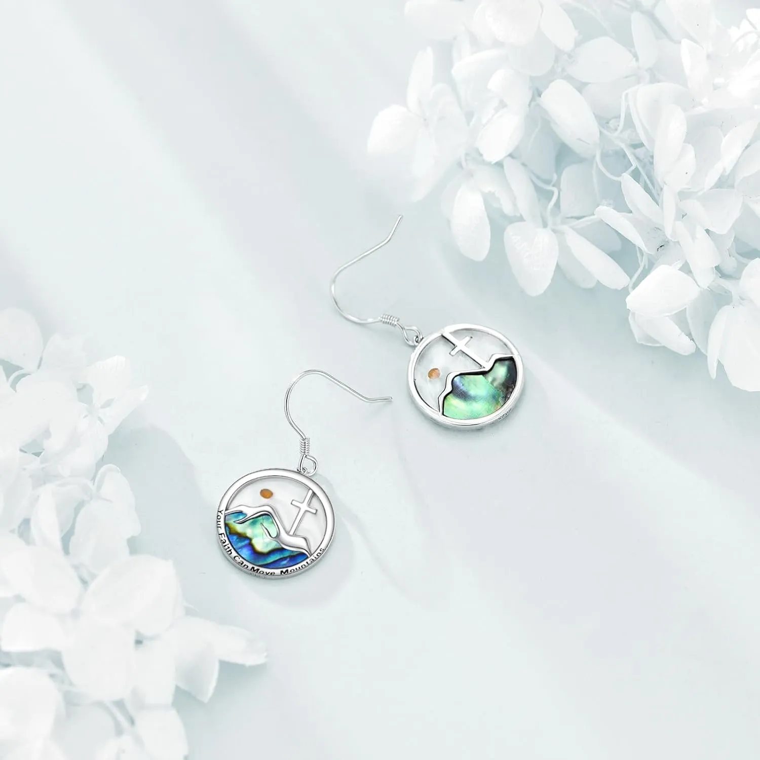 AOBOCO Mustard Seed Earrings for Women Sterling Silver Mountain Dangle Earrings Christian Mustard Seed Jewelry Mothers Day Birthday Gifts for Mom