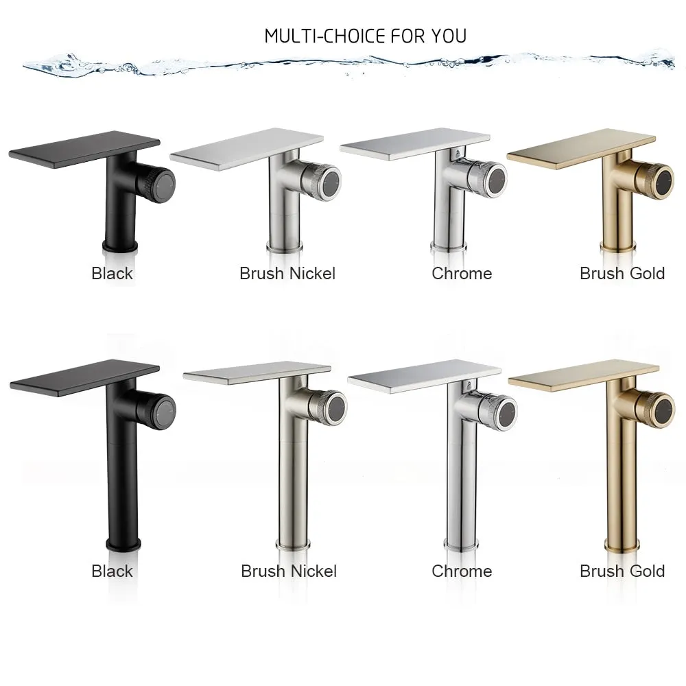 Bathroom Waterfall Basin Sink Faucet Black Faucets Brass Bath Faucet
