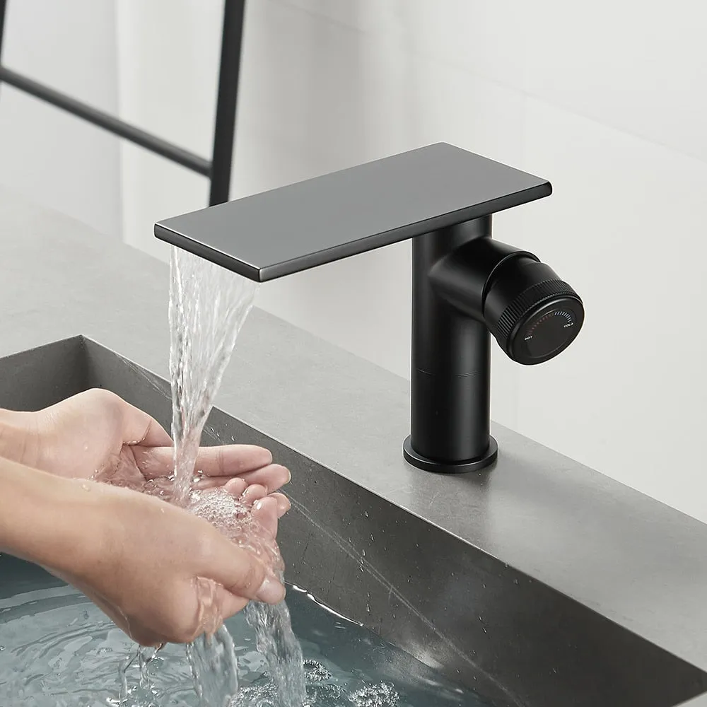 Bathroom Waterfall Basin Sink Faucet Black Faucets Brass Bath Faucet