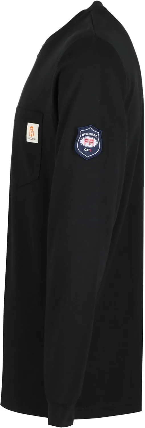 BOCOMAL FR Shirts Lightweight Classic Crew Long Sleeve Fire Resistant Shirt CAT2