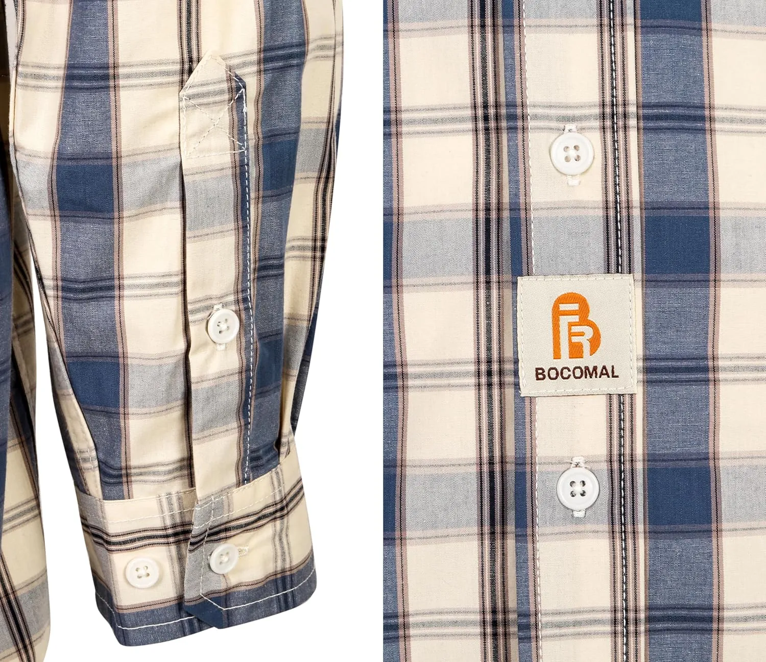 BOCOMAL FR Shirts Plaid 4.5oz Lightweight for Summer Flame Resistant Men's Fire Retardant Shirt-CAT1