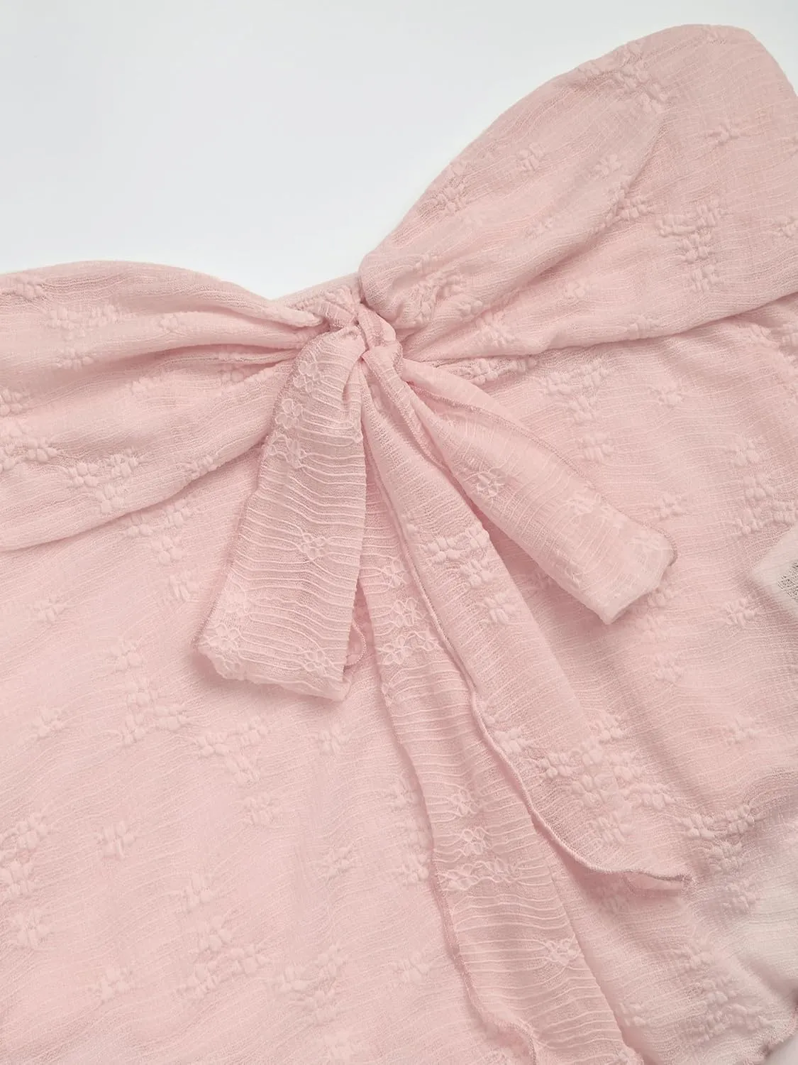 CIDER Summer Tube Tops for Women Floral Tie Front Cute Tops Sexy Going Out Tops Trendy Strapless Mesh Flowy Top Casual