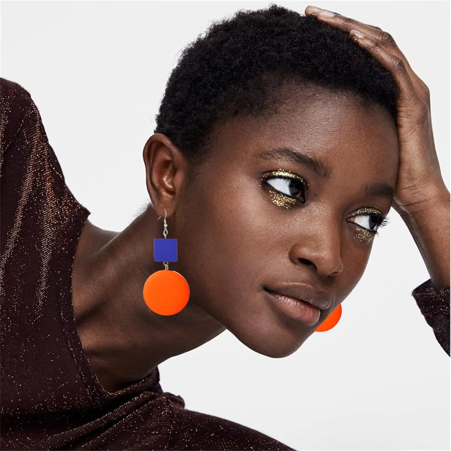 coadipress Wooden Earrings for Women Bohemian Yellow Square Green Round Disc Dangle Drop Geometric Studs Earrings Jewelry