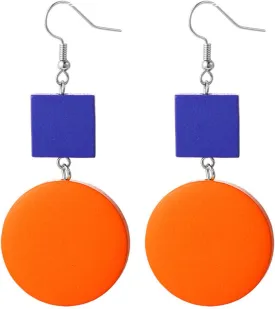 coadipress Wooden Earrings for Women Bohemian Yellow Square Green Round Disc Dangle Drop Geometric Studs Earrings Jewelry