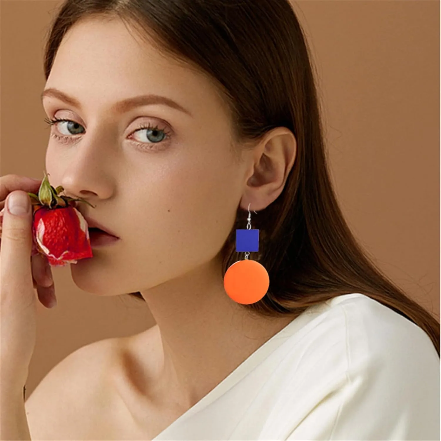coadipress Wooden Earrings for Women Bohemian Yellow Square Green Round Disc Dangle Drop Geometric Studs Earrings Jewelry