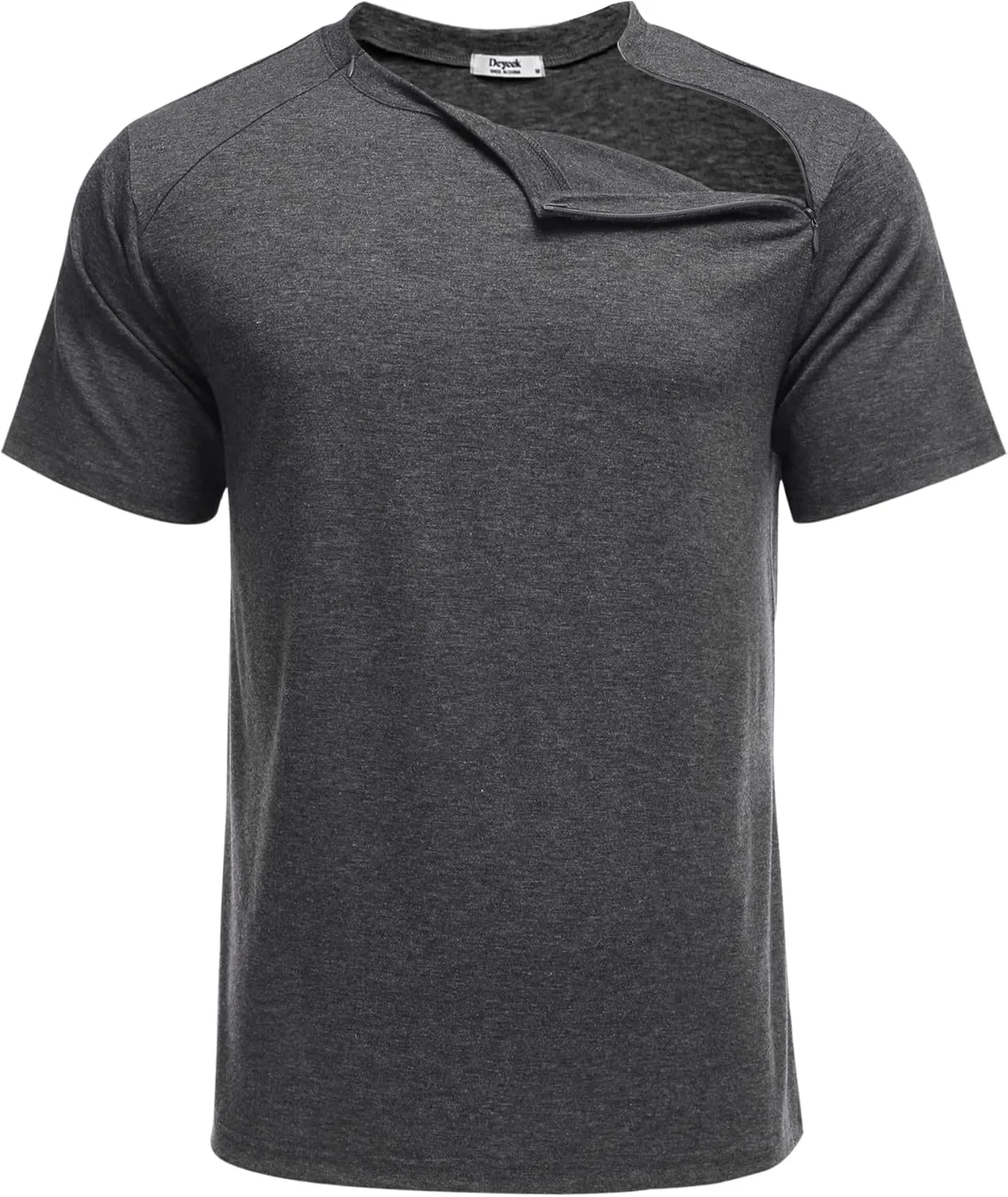 Deyeek Unisex Chemo Port Shirts Post Shoulder Surgery Recovery Shirts Tear Away Side Zippers Off Full Open Chemo Clothing