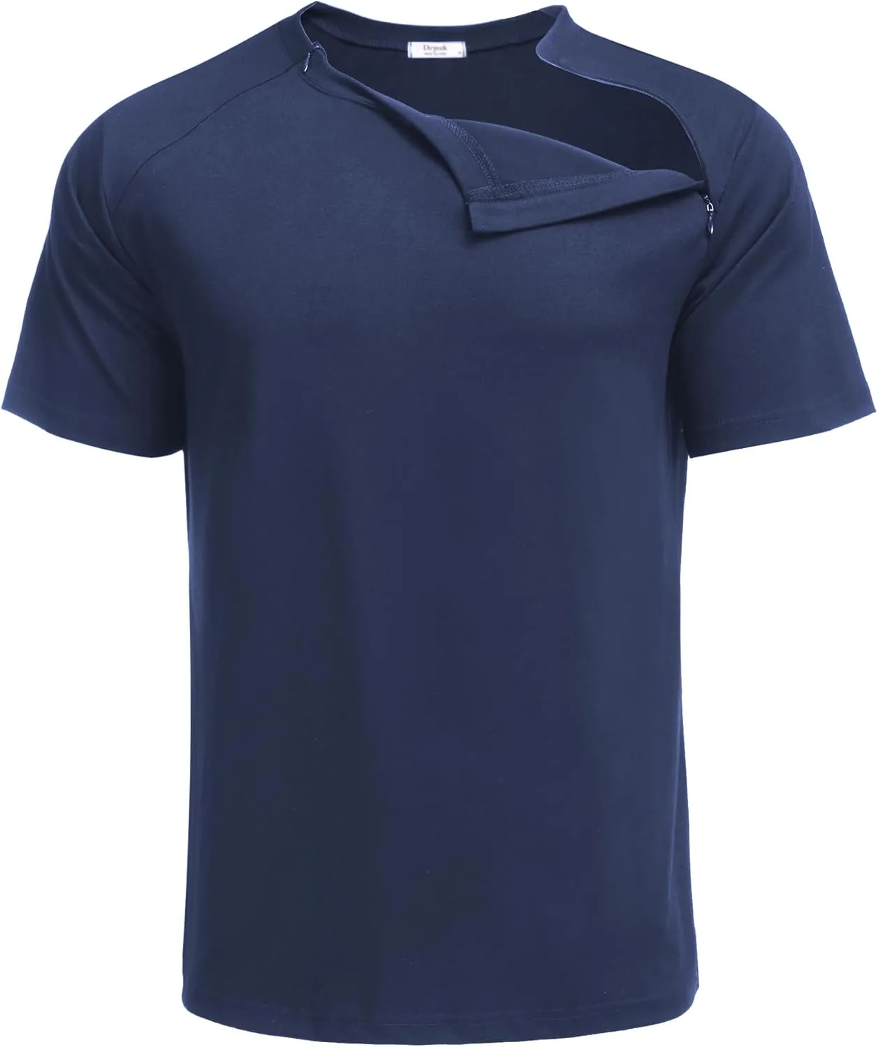 Deyeek Unisex Chemo Port Shirts Post Shoulder Surgery Recovery Shirts Tear Away Side Zippers Off Full Open Chemo Clothing
