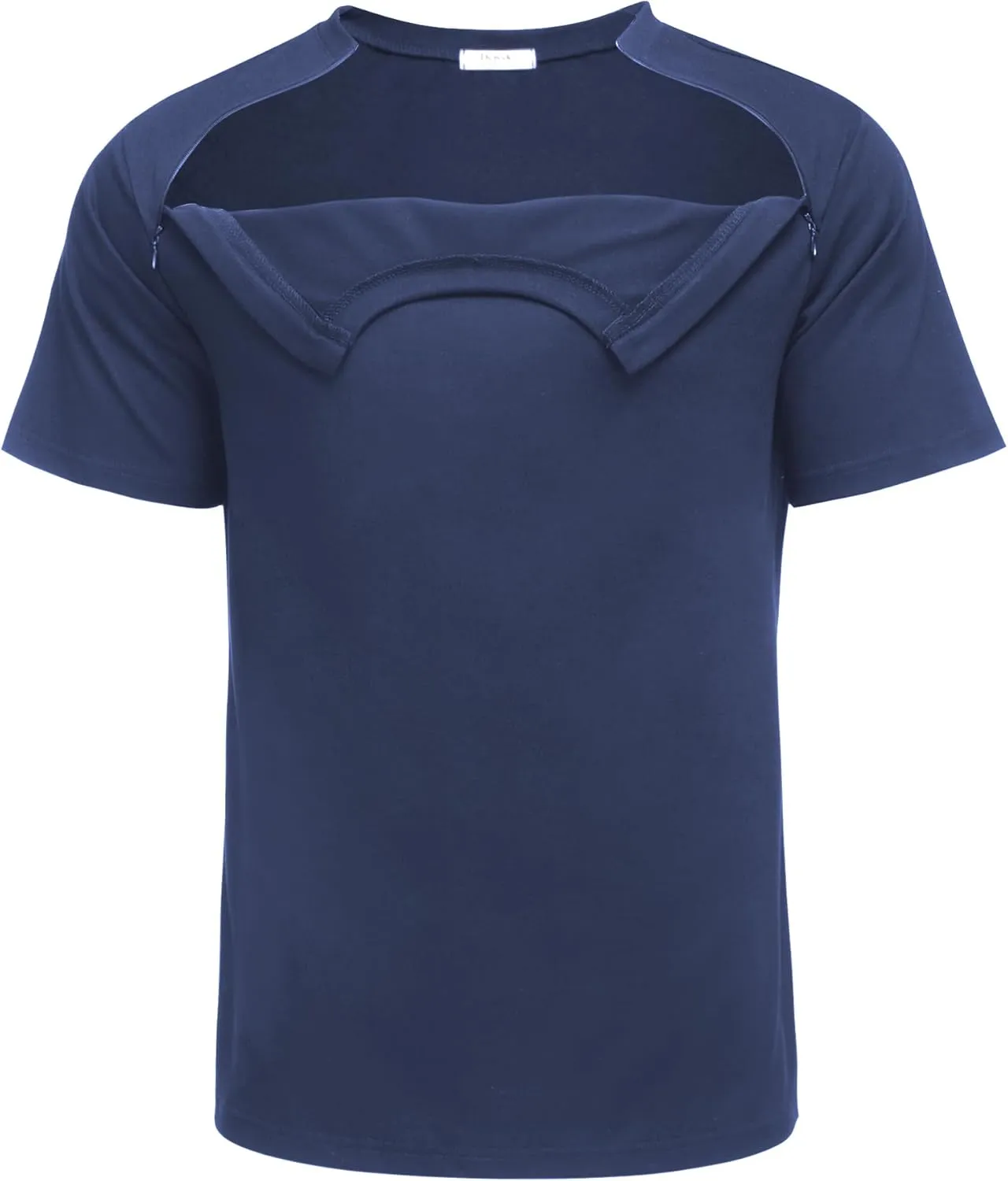 Deyeek Unisex Chemo Port Shirts Post Shoulder Surgery Recovery Shirts Tear Away Side Zippers Off Full Open Chemo Clothing