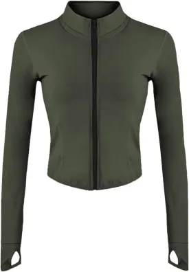 Gihuo Women's Athletic Full Zip Lightweight Workout Jacket with Thumb Holes