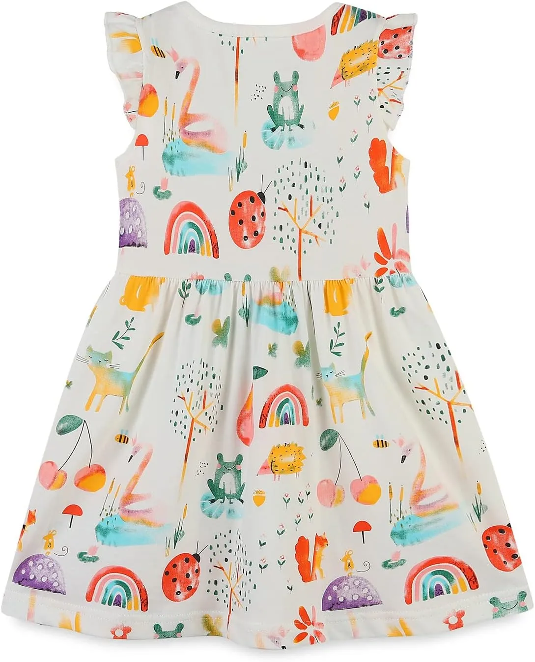 HILEELANG Little Girls Cotton Dress Sleeveless Casual Summer Sundress Flower Printed Jumper Skirt