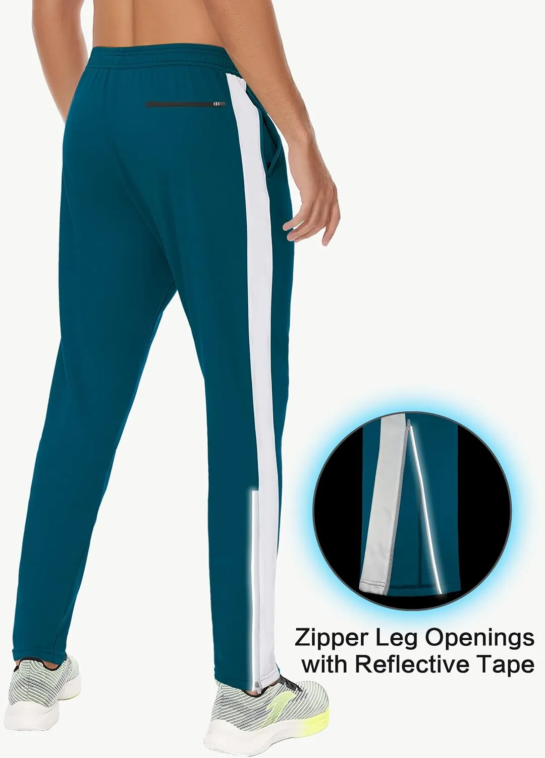 JWM Men's Sweatpants Zipper Legs Bottom - Tapered Track Traning Running Athletic Workout Basketball Slim Fit Pant Zip Pockets