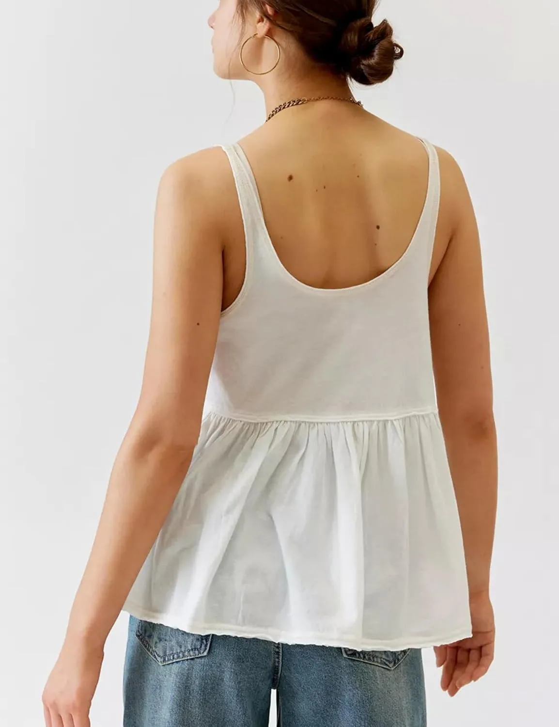 Lumister Womens Cute Babydoll Tops Sleeveless Ruffle Strap Causal T Shirts Tank Summer Tops 2025