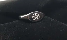 Pentagram Engraved Pentacle Star High Polished Stainless Steel Limited Edition Ring