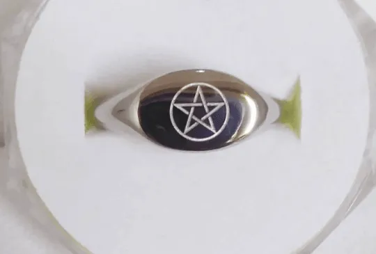 Pentagram Engraved Pentacle Star High Polished Stainless Steel Limited Edition Ring