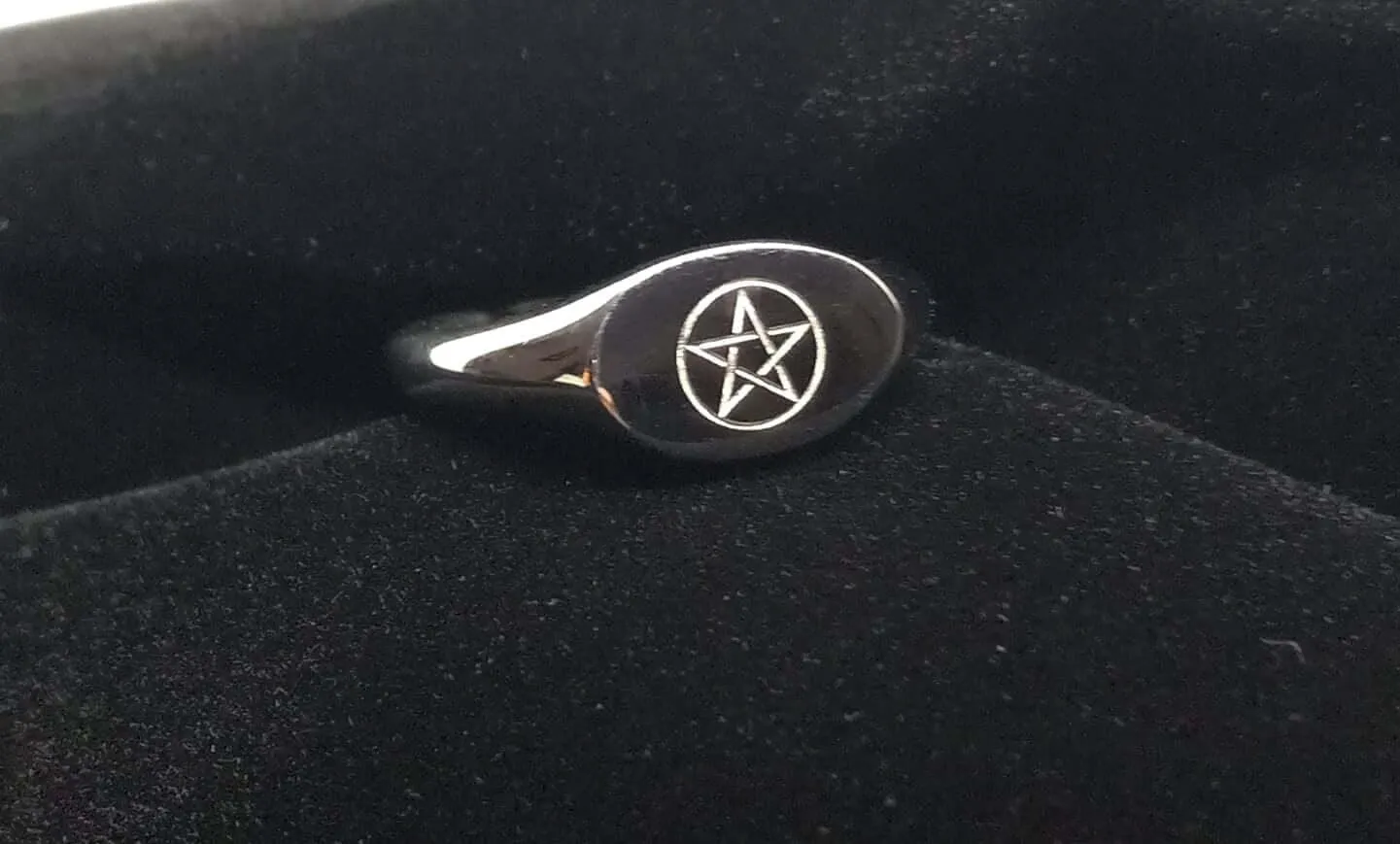 Pentagram Engraved Pentacle Star High Polished Stainless Steel Limited Edition Ring