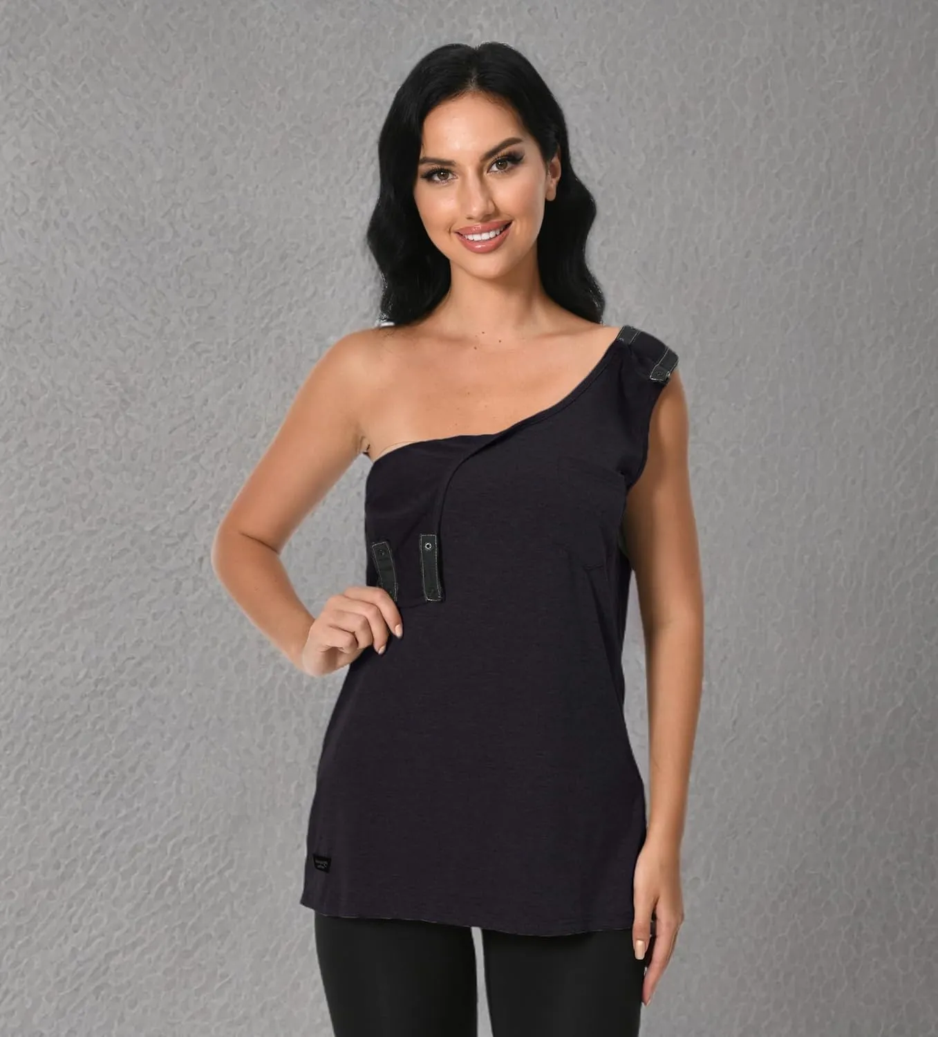 Post Surgery Shirts Shoulder Arm Broken Breast Recovery Tank Tops Clothing Snap Open Sleeveless Shirt Unisex Size