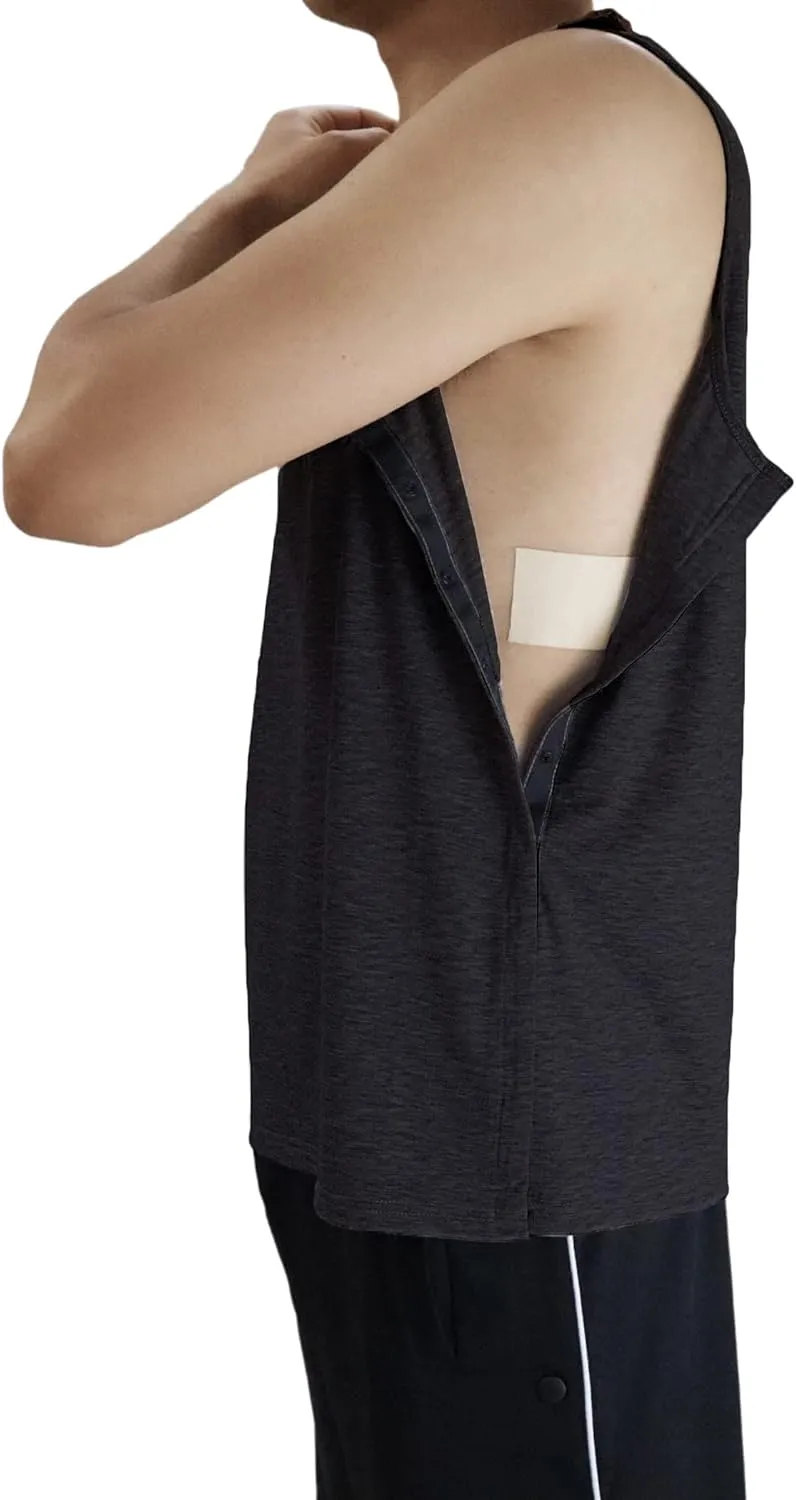 Post Surgery Shirts Shoulder Arm Broken Breast Recovery Tank Tops Clothing Snap Open Sleeveless Shirt Unisex Size