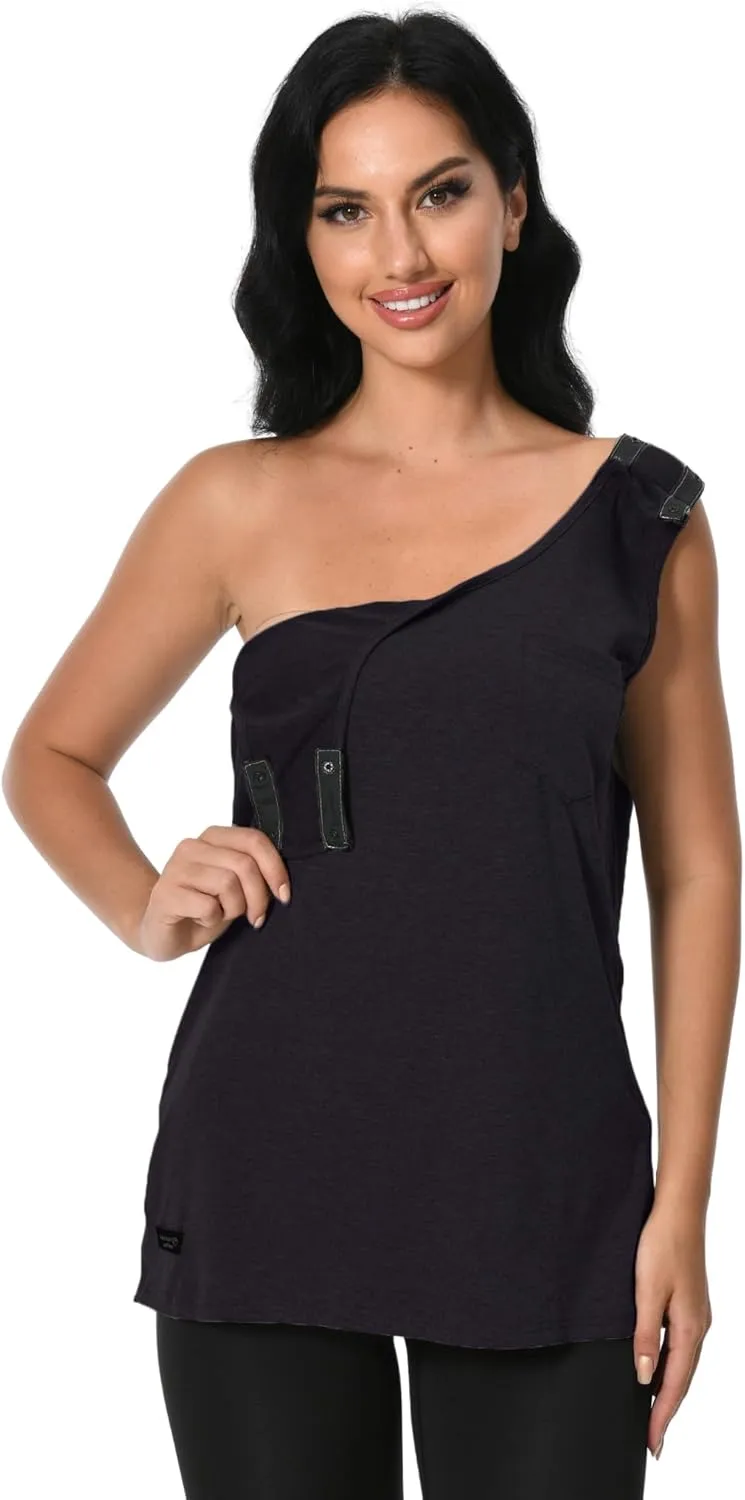 Post Surgery Shirts Shoulder Arm Broken Breast Recovery Tank Tops Clothing Snap Open Sleeveless Shirt Unisex Size
