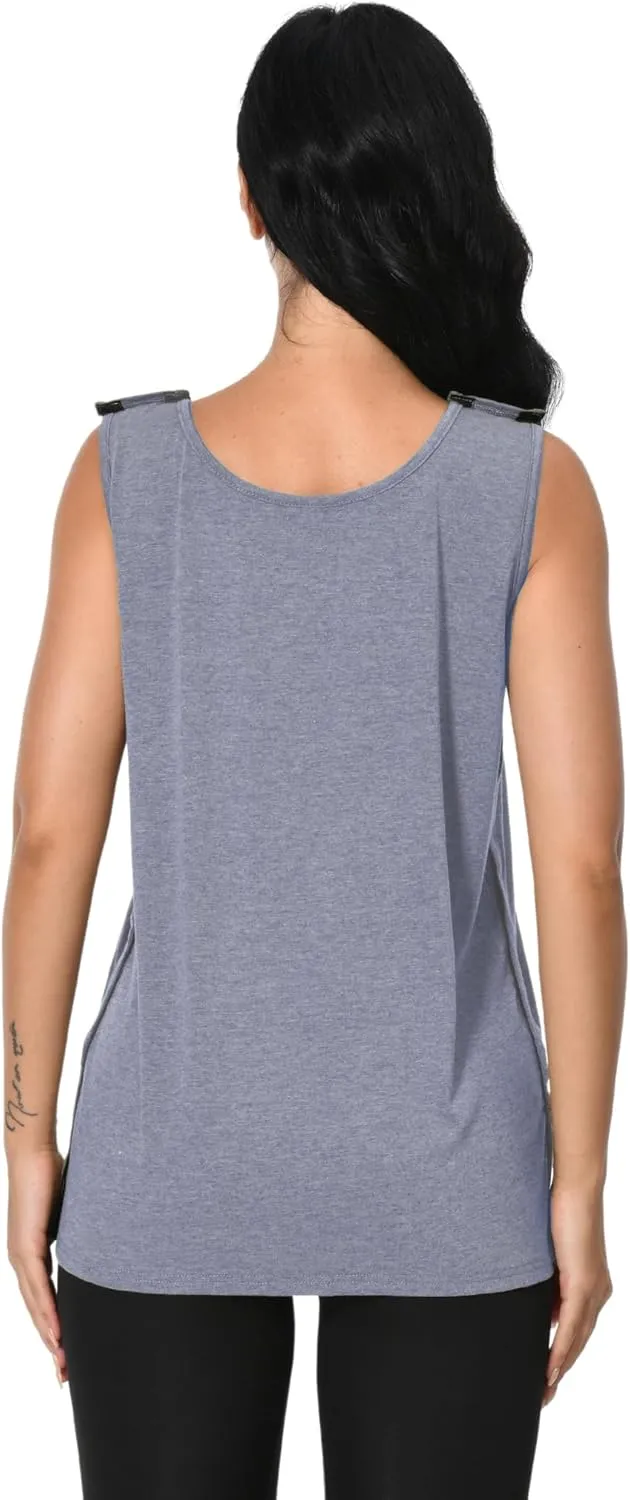 Post Surgery Shirts Shoulder Arm Broken Breast Recovery Tank Tops Clothing Snap Open Sleeveless Shirt Unisex Size