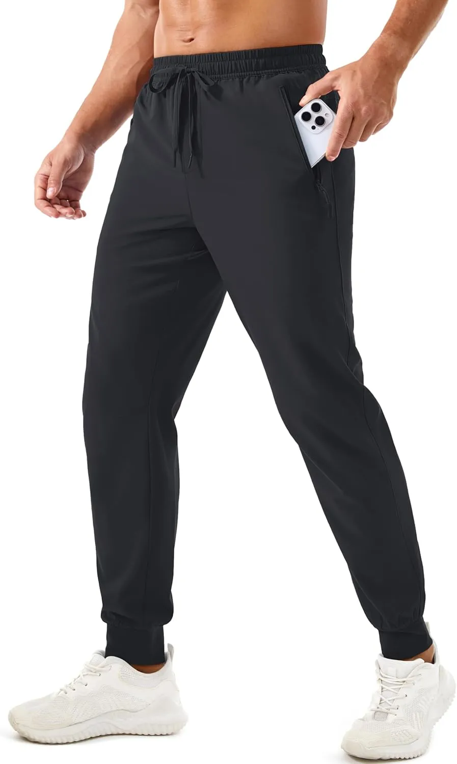TACVASEN Men's Lightweight Athletic Joggers with Zipper Pockets Quick Dry Track Pants for Men Gym Sweatpants Workout Golf