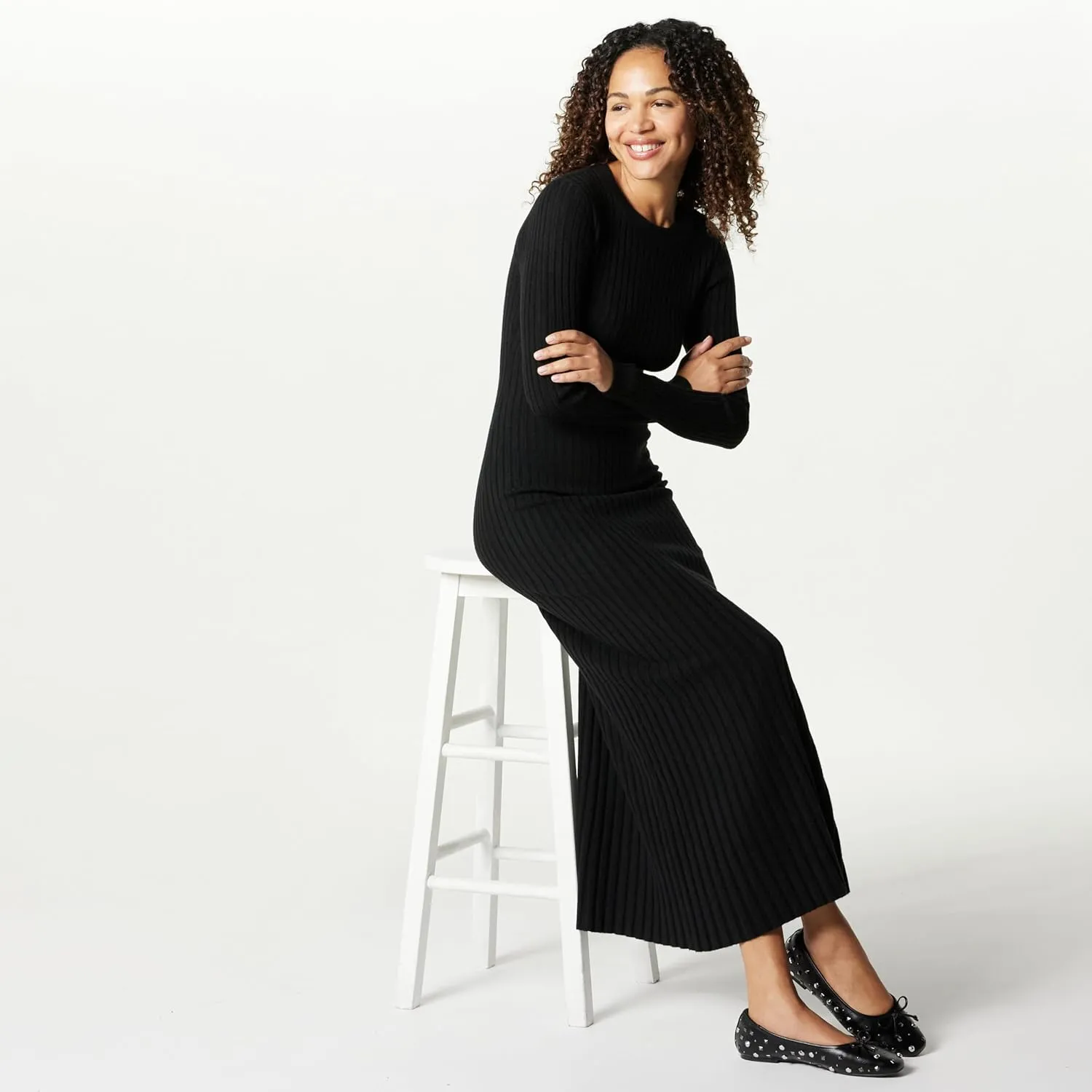 The Drop Women's Ashlyn Ribbed Sweater Maxi Dress