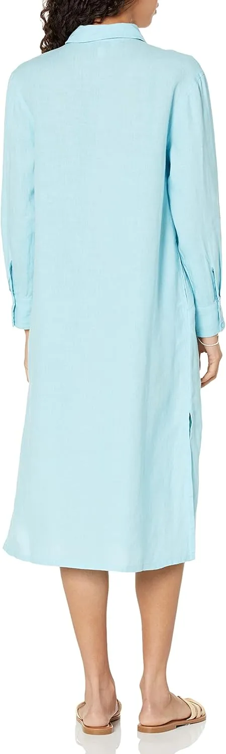 The Drop Women's Fiona Relaxed Linen Midi Shirt Dress
