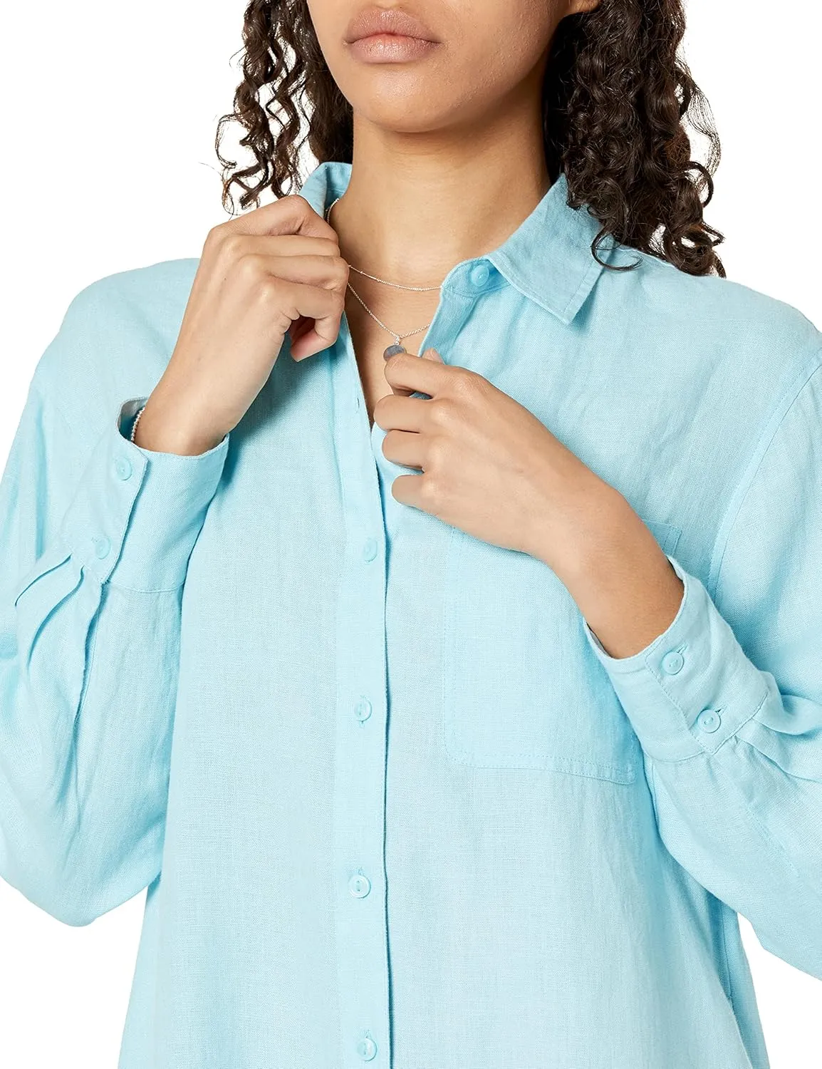 The Drop Women's Fiona Relaxed Linen Midi Shirt Dress