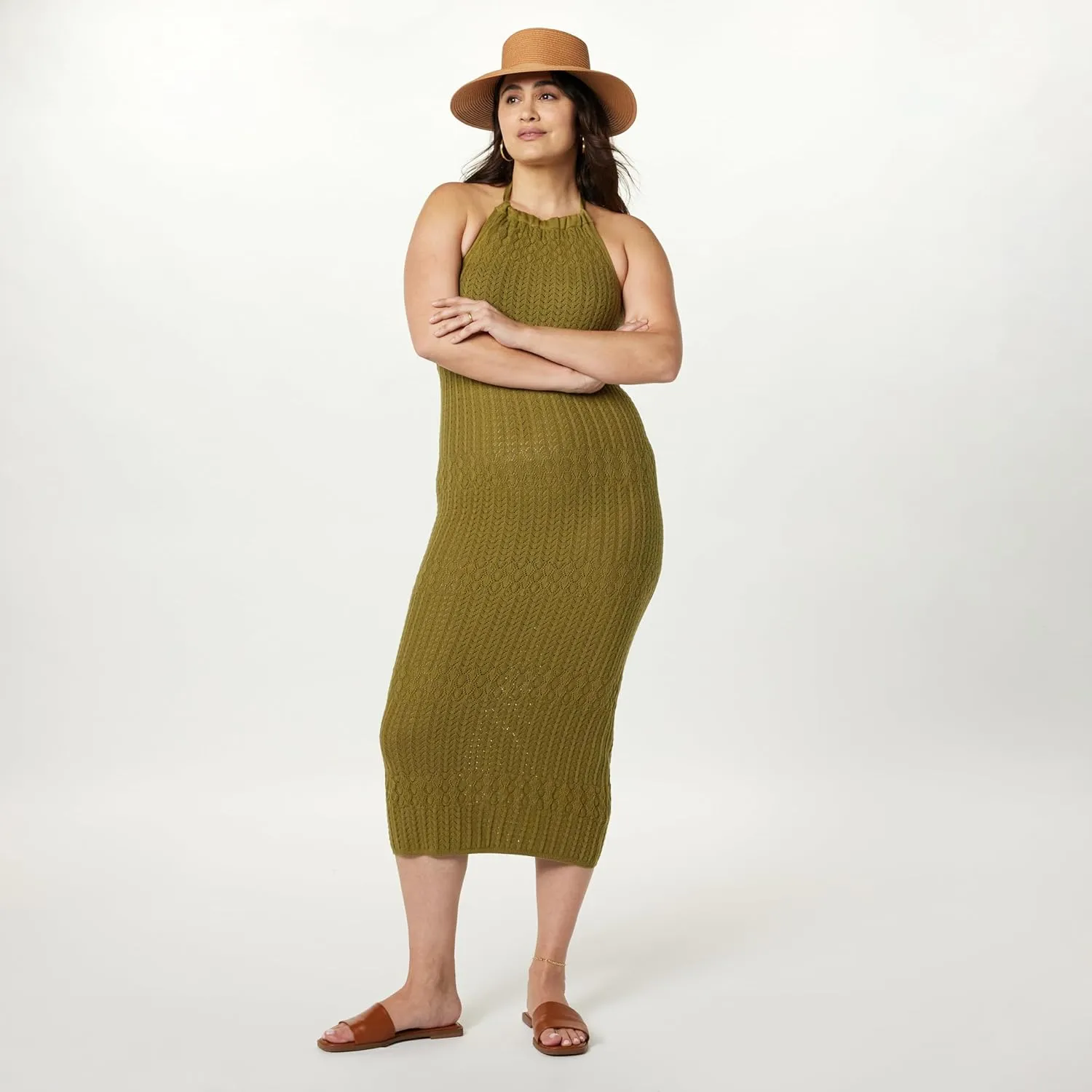 The Drop Women's Jayla Sleeveless Crochet Midi Dress