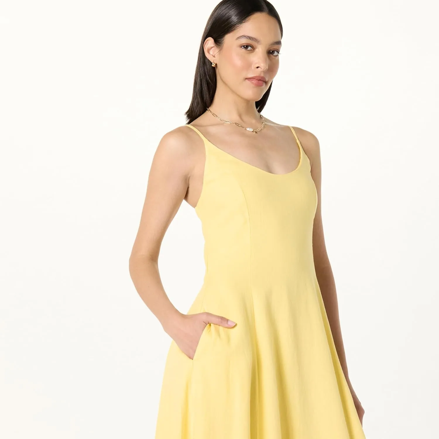 The Drop Women's Luna Scoop Neck Linen Maxi Dress
