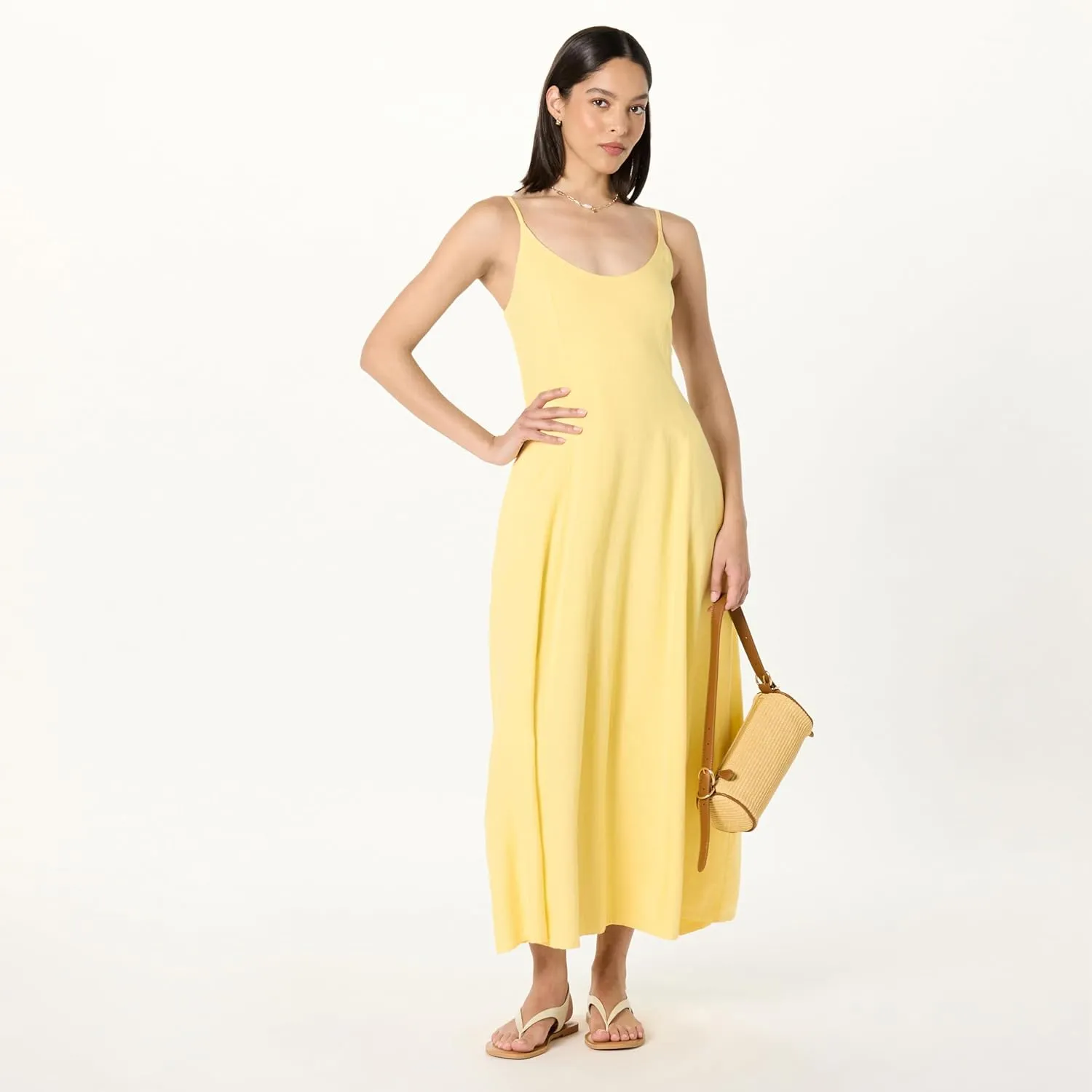 The Drop Women's Luna Scoop Neck Linen Maxi Dress