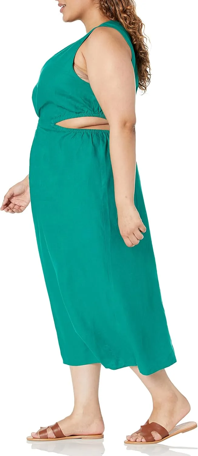 The Drop Women's Sade Linen Cut Out Midi