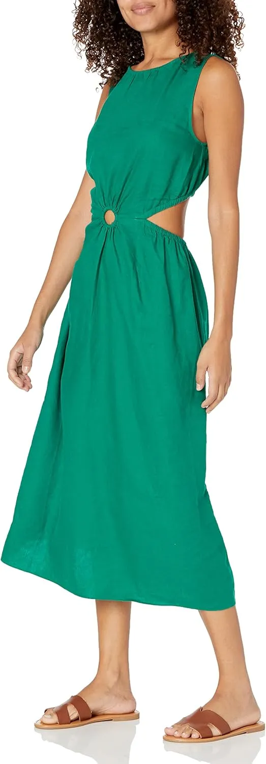 The Drop Women's Sade Linen Cut Out Midi