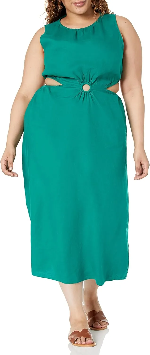 The Drop Women's Sade Linen Cut Out Midi