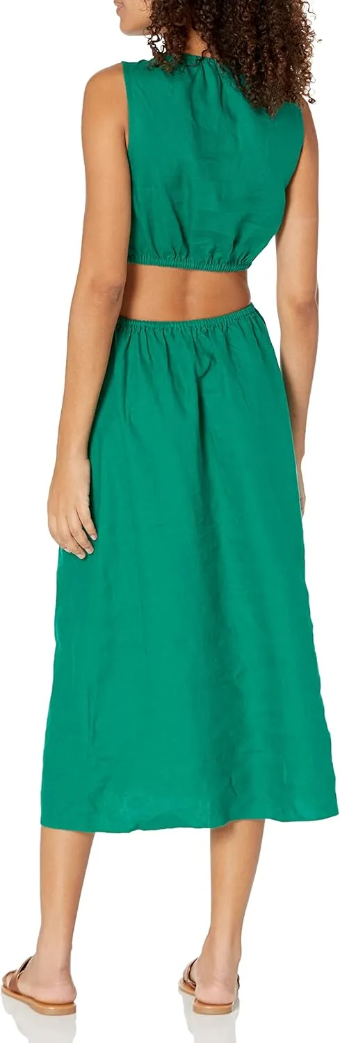The Drop Women's Sade Linen Cut Out Midi