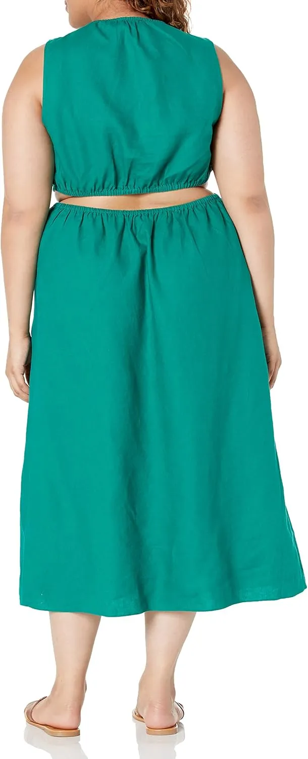 The Drop Women's Sade Linen Cut Out Midi