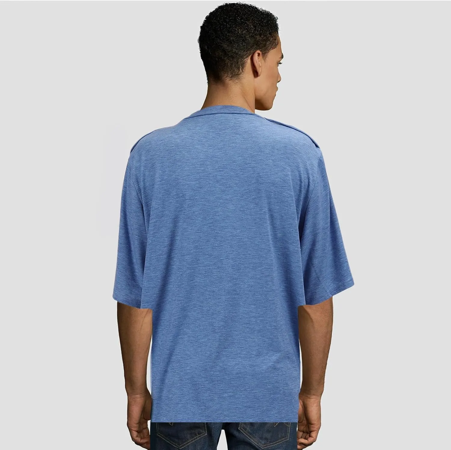 Unisex Post Shoulder Surgery Shirts Recovery Tear Away Short Sleeve Chemo Clothing with Stick On Fasteners, Convenient