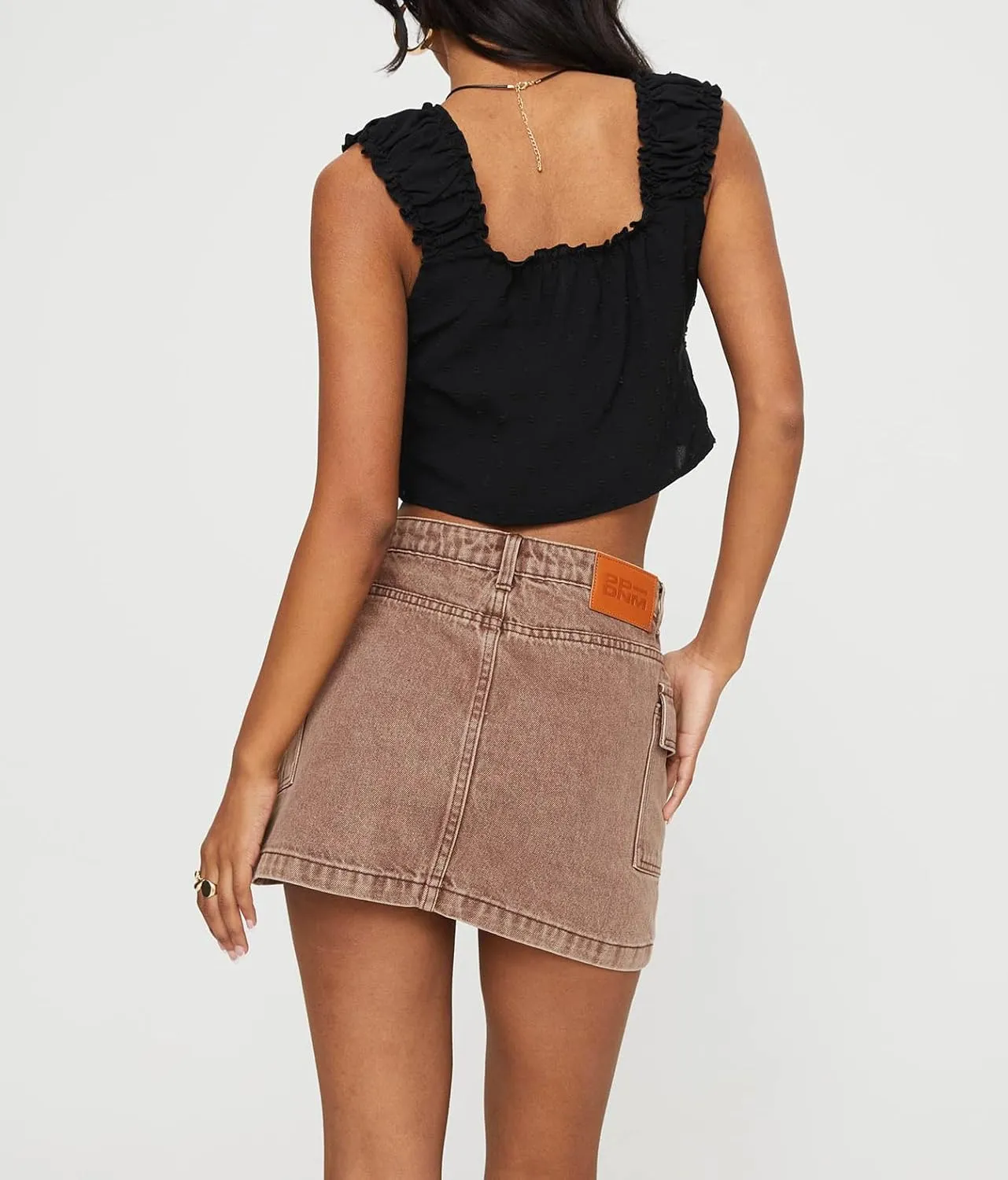 Women Denim Cargo Skirt with Pockets Y2k Low Waisted Mini Skirts Mid Rise Short Jean Skirt Streetwear
