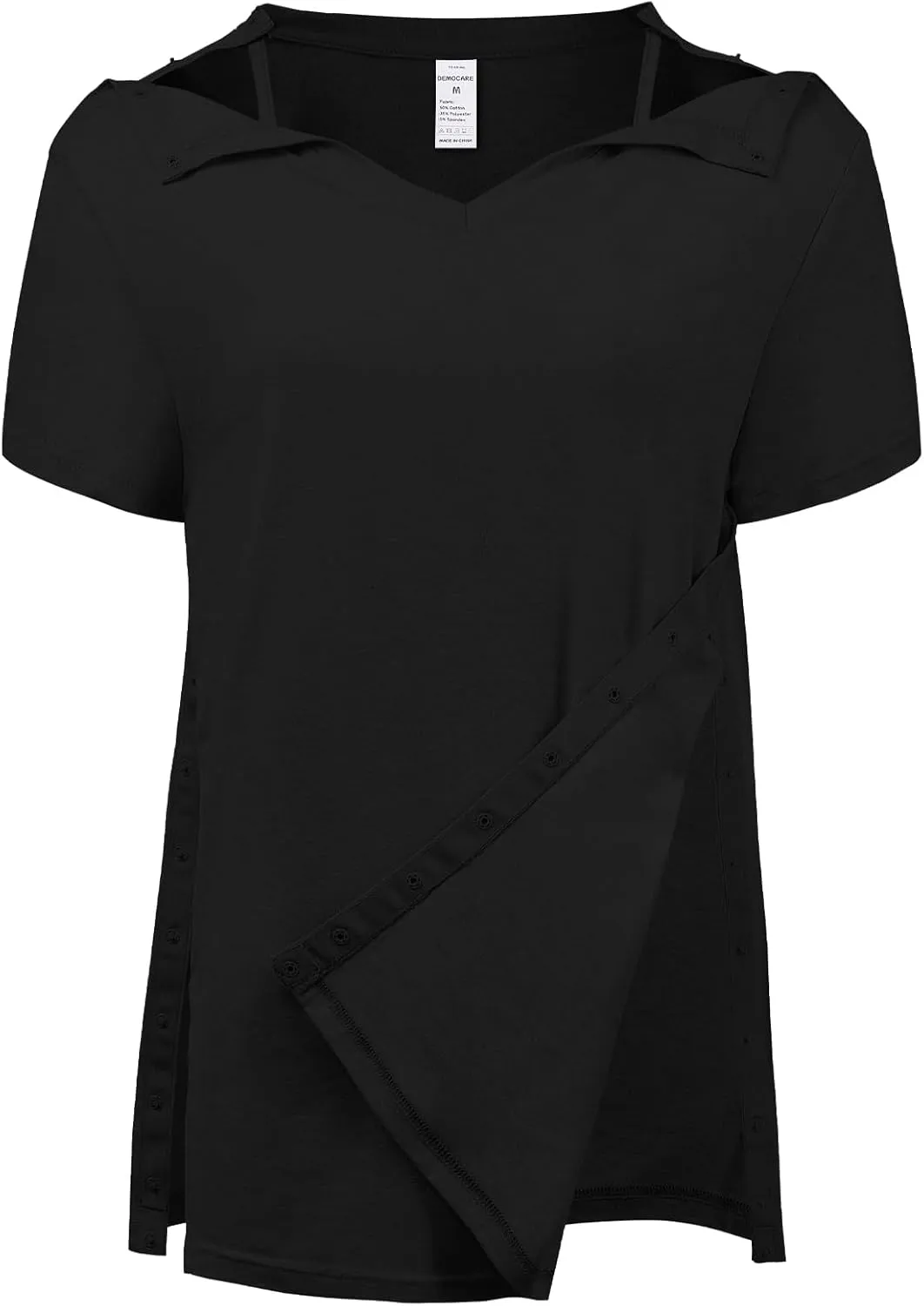 Women's Post Shoulder Surgery Shirts Clothes After Rotator Cuff Surgery Chemo Port Access T Shirt with Snaps